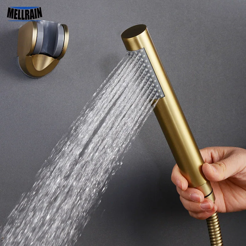 Handheld Shower Head Black Bathroom Accessories Stainless Steel High Pressure Water Saving Bath Hand Shower Multiple