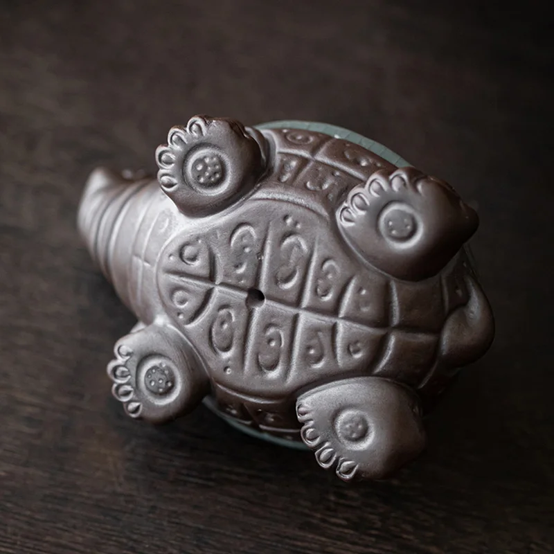 Tea Pet Ornaments Ceramic Little Turtle Tea set Filter Handmade Sculpture Home Decoration