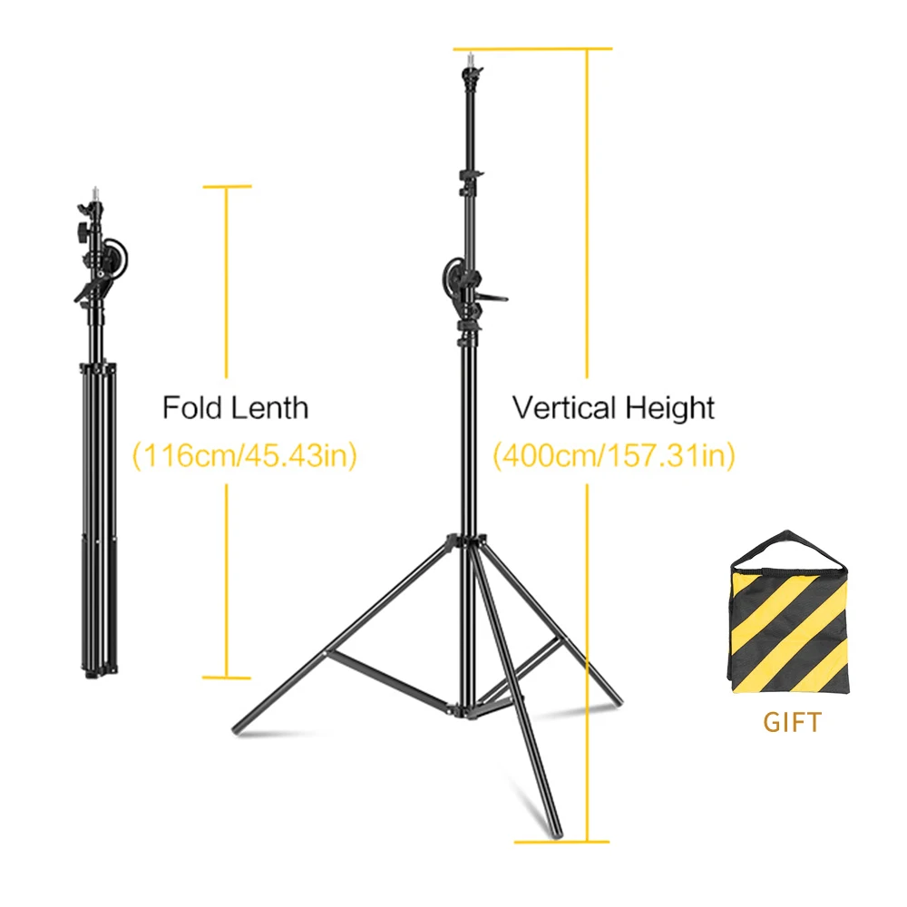 Light Stand 2.8-4M Metal Tripod Crossbar Arm Magic Photography Heavy Duty Studio