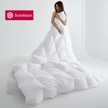 Sondeson Luxury 100% Goose Down Duvet Filler 3D Bread Quilt White Comforter Winter All Season Blankets 100% Cotton Shell 1PCS