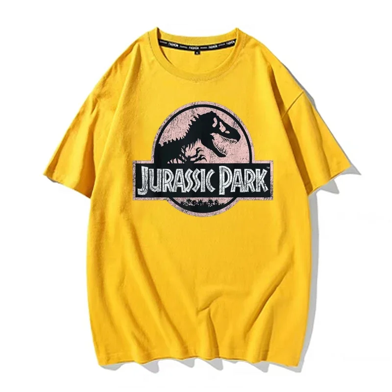 Women Cotton T-shirt Summer Female Oversized Tee Jurassic Park Large Dinosaur Printed Hip Hop Unisex Tees Fashion Y2K_voghion.com