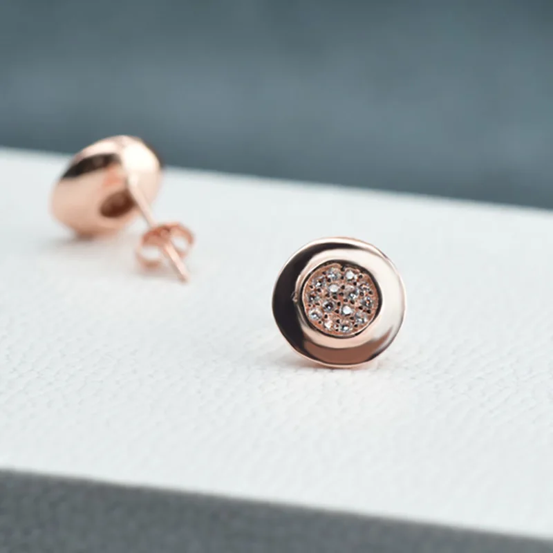 2022 Authentic 925 Sterling Silver Earring Sparkling Star Blue Gem Golden Heart Halo Stud Earrings Women Jewelry BirthdayGift