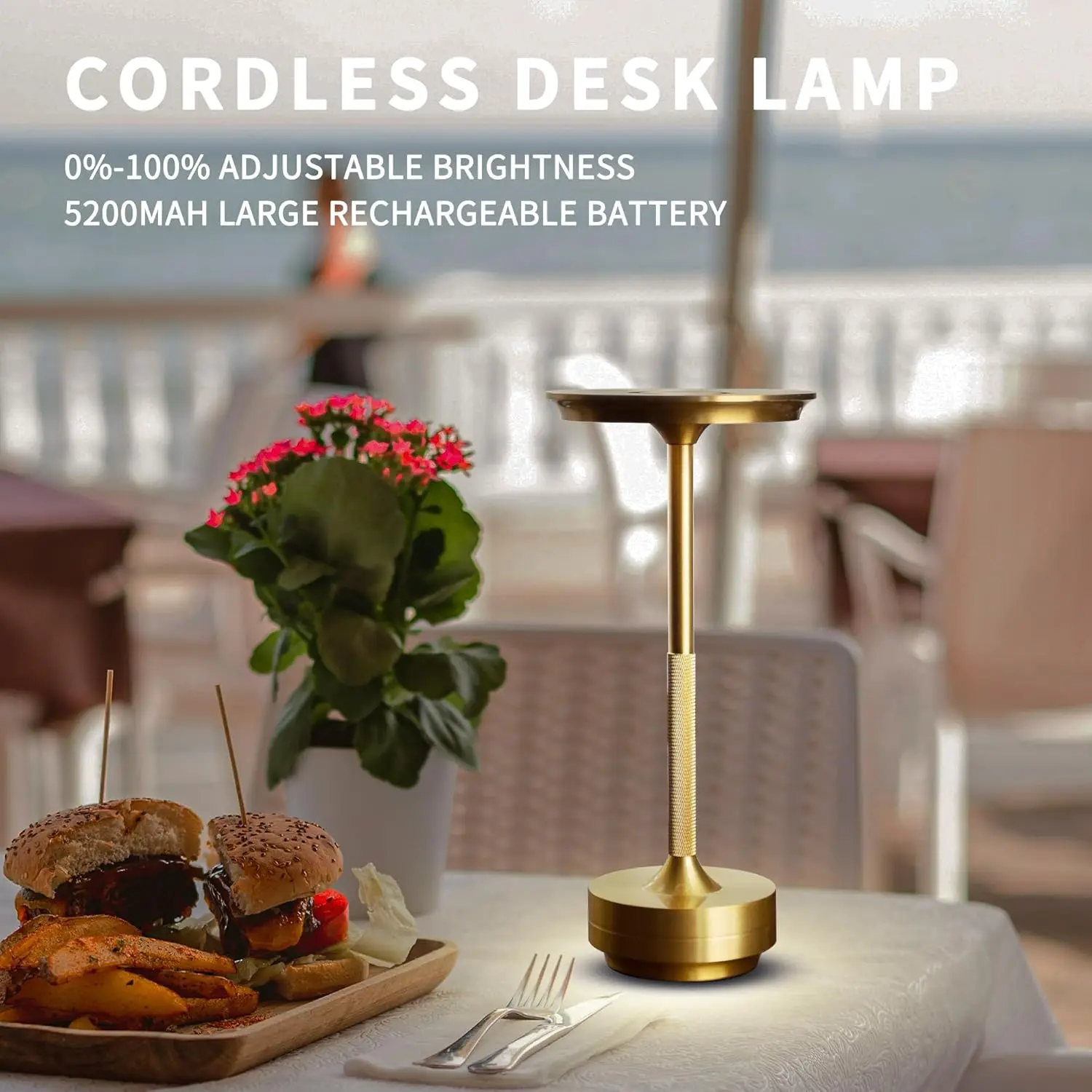 무선 LED 테이블 램프, 모던 터치 컨트롤 테이블 램프, USB 전원, 가정, 사무실, 카페용 3색 조광 가능 야간 조명