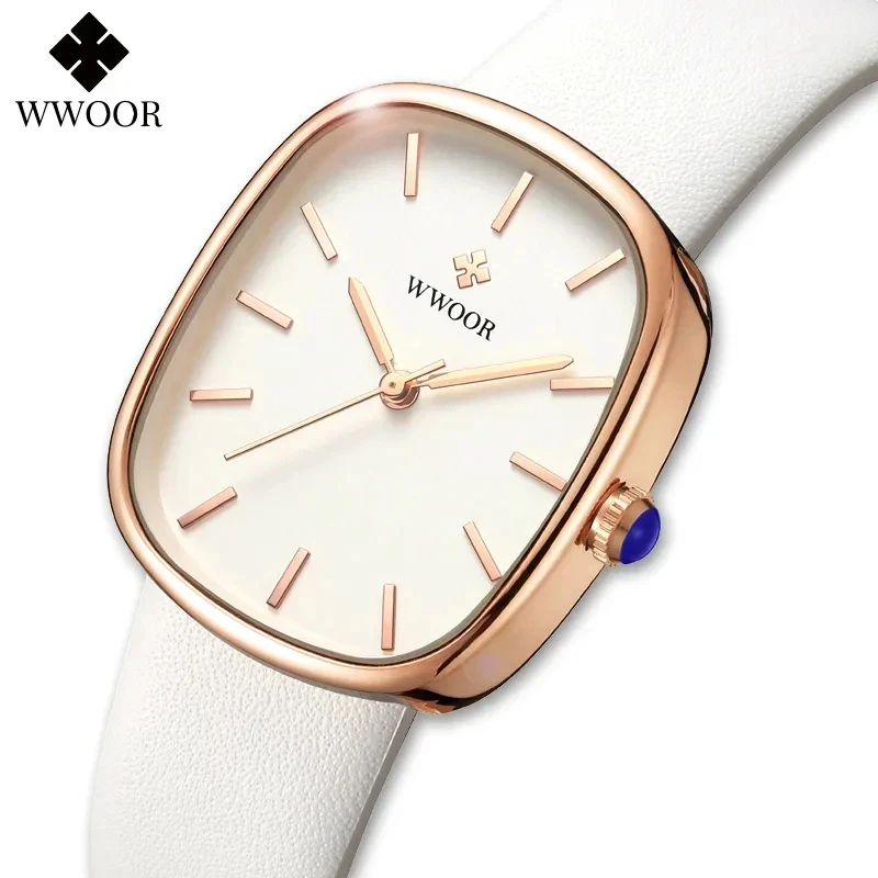 Women Watches WWOOR Women Watch Fashion Leather Quartz Bracelet Watch Luxury Waterproof Ladies Wristwatch Montre Femme Feminino