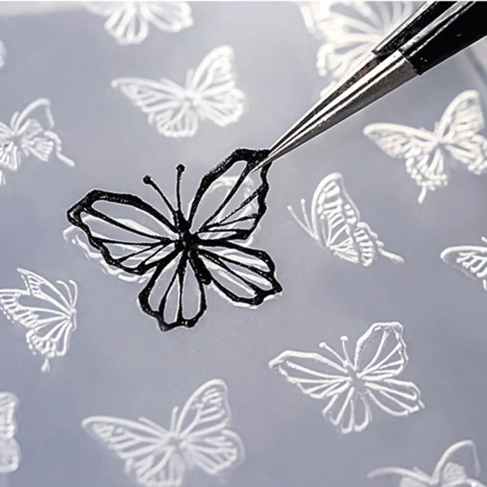3D 나비 리본 실리콘 조각 몰드 별 하트 리본 몰드 네일 아트 액세서리 DIY 리본 장식 템플릿 스텐실 매니큐어 도구