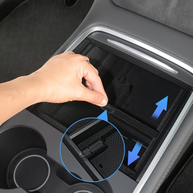 2023 Tesla Model 3 Model Y Accessories Center Console Organizer Tray  Armrest Hidden Cubby Drawer Storage Box ABS Material for Tidy Collection of