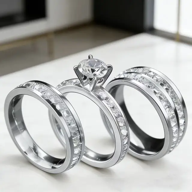 92834-ccf232.jpg Ensemble de 3 bagues en acier inoxydable plaqué or avec zircone (CZ) pour femme, bijoux classiques, accessoires, cadeau