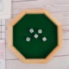Octagonal Dice Tray Wooden/PU Dice Storage Box Felts Lined Rolling Surface Board Game RPG Dice Box Key Wallet Coin Tray Desktop 1