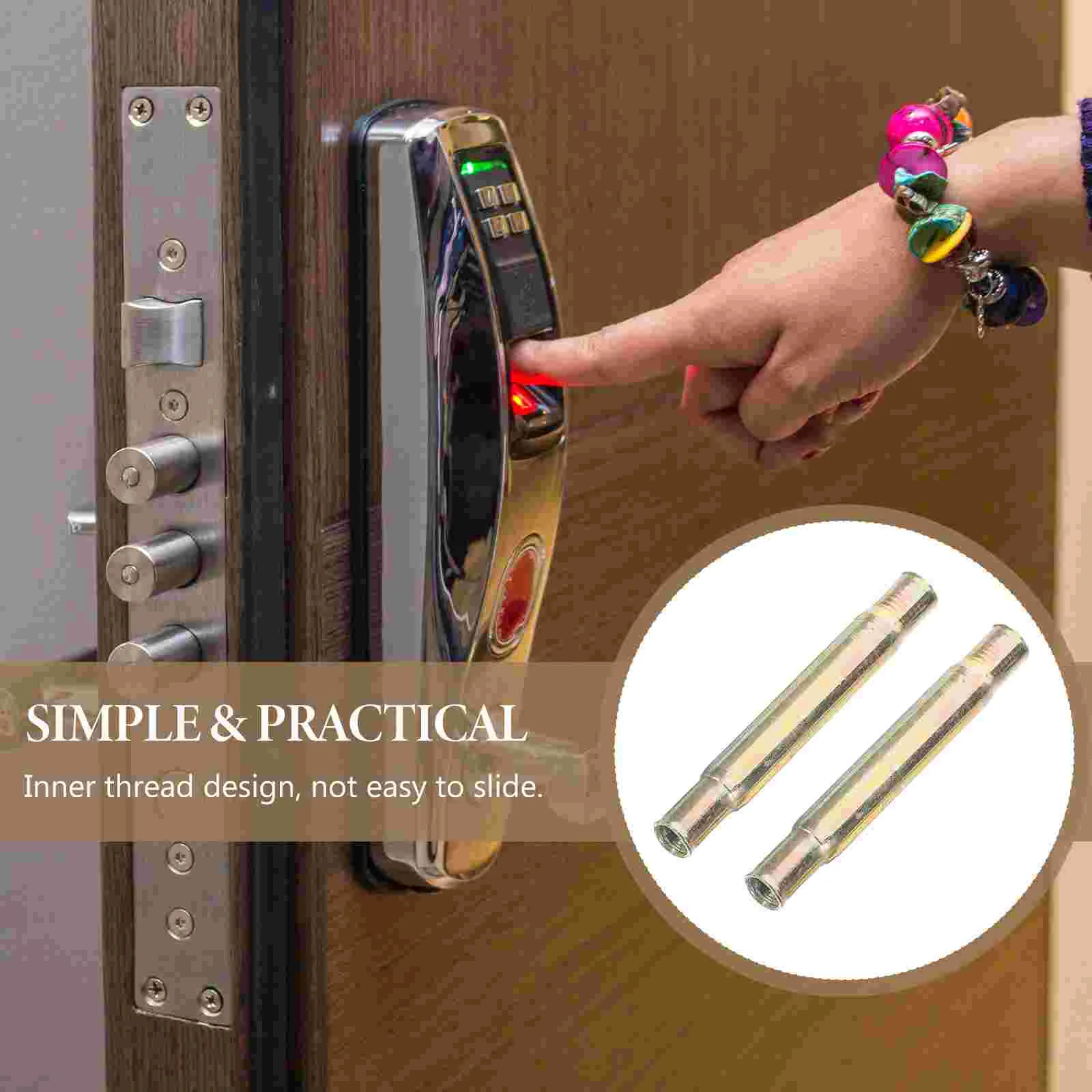 2 Pcs Security Door Handle Gate Lock Connecting Tubes Accessories Fittings Pipe Hardware Accessory Stainless Steel Connectors