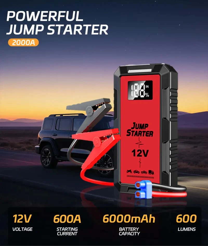 Power Bank per Avviamento d'Emergenza di Automobili, Batteria Esterna 12V, Dispositivo di Avviamento di Emergenza