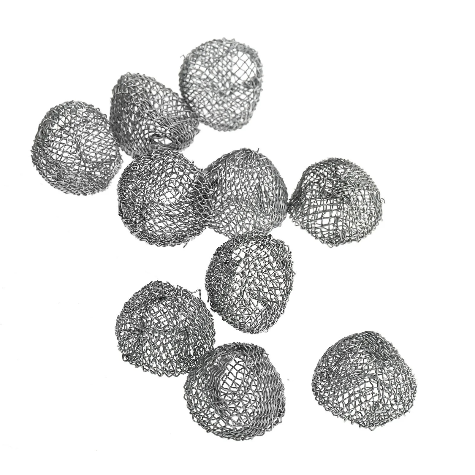 50Pcs 15/16/17/18/19/20mm Tobacco Ball Filter Burn Mesh Ball Hollow Smoke Pipe Metal Promote Combustion Support Net Silver Tool 4