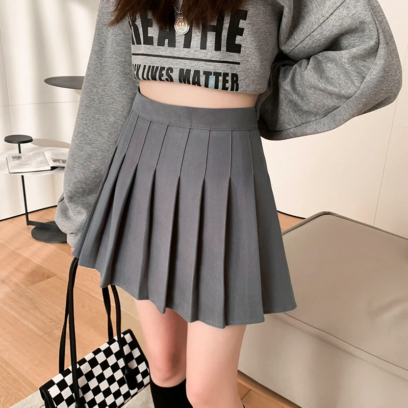 a line skirt Korean Fashion Pleated Skirt Mini Skirts Womens 2022 Summer High Waist Kawaii Pink Black Plaid Skirt Harajuku Skirt Mujer Faldas satin midi skirt