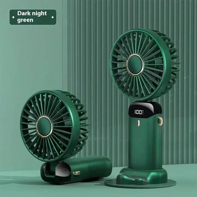 New Portable Rechargeable Foldable 5 Speed Mini Handheld Small Fan Air Cooler with LED Digital Display Electric Fan for Outdoor 6