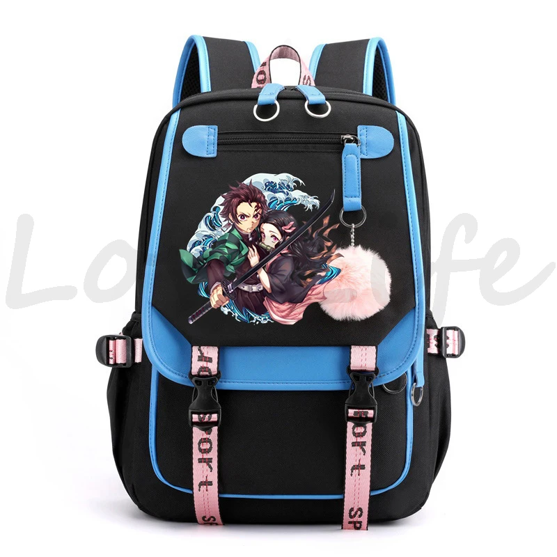 Anime Backpack Demon Slayer Nezuko School Bag for Women Fashion Backpacks Manga Tanjirou Schoolbag Teenager boys Girls Bookbag 6