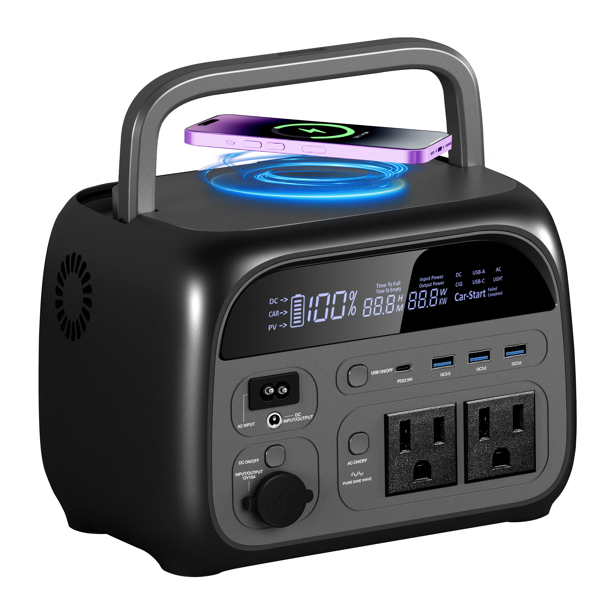 CTOLITY 500W Portable Power Station (60000mAh) 345Wh Portable Power Station LiFePO4 Battery Solar Generator for Outdoor Camping 2