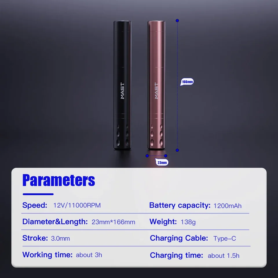 ワイヤレス タトゥー マシン アートメイク ロータリー ペン |マストツアーシヤ Dragonhawk Wireless Tattoo Machine Rotary Pen for Permanent