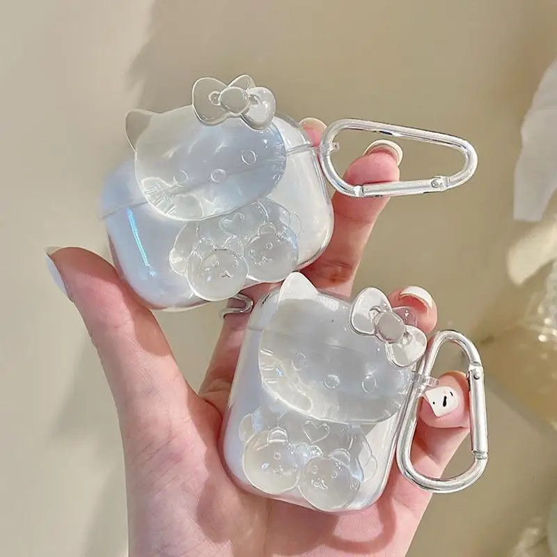 

Kawaii Hello Kitty for AirPods Pro 1 2 3 Protective Case Sanrios Anime Cartoon Apple Transparency Bluetooth Headset Cover Gifts