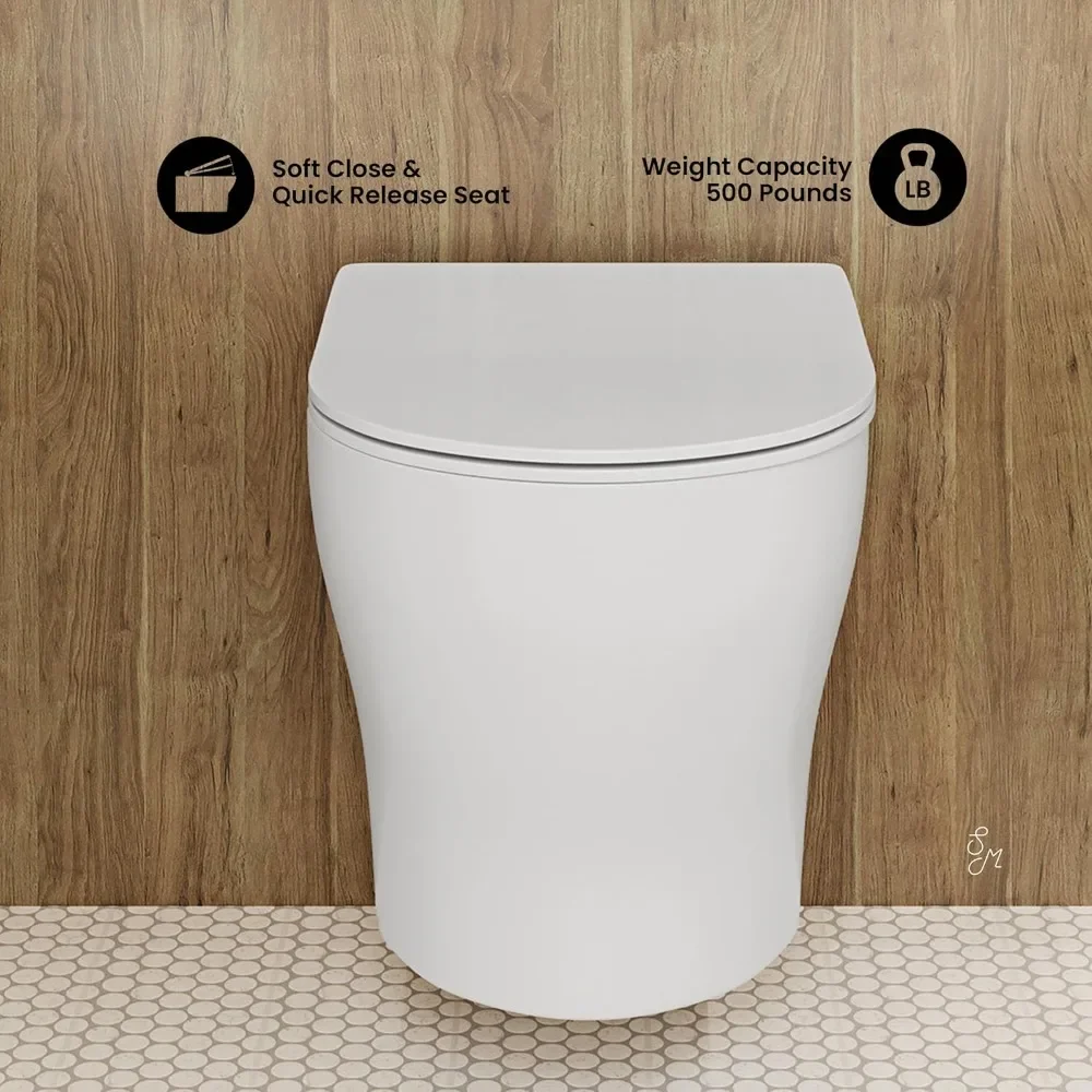 NEW-Ivy II Wall-Hung Elongated Toilet Bowl Glossy White