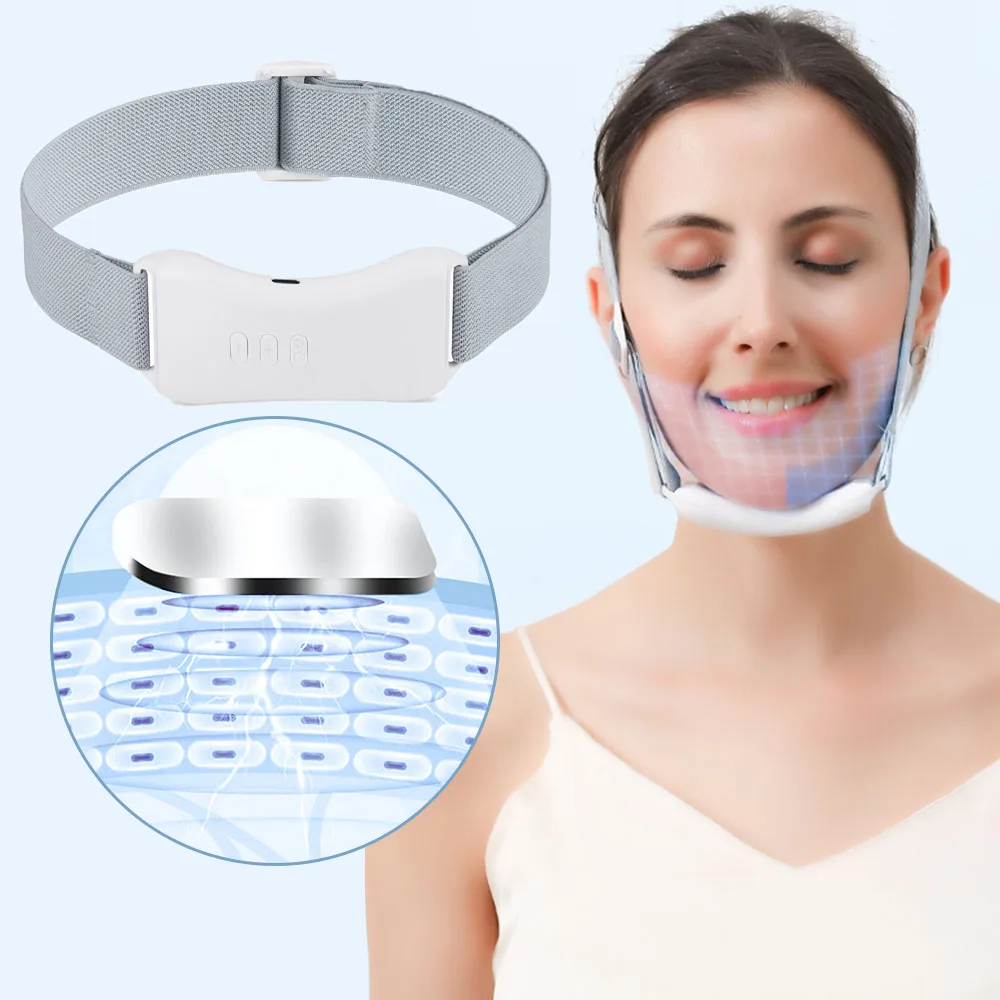 Face Slimming Massager Face Slimming Strap Facial Massager EMS Microcurrent Facial Lifting Massager 6-Mode Heated Skin Tightening Slimming Double Chin V Shape Lift Belt Face Fat Burning
