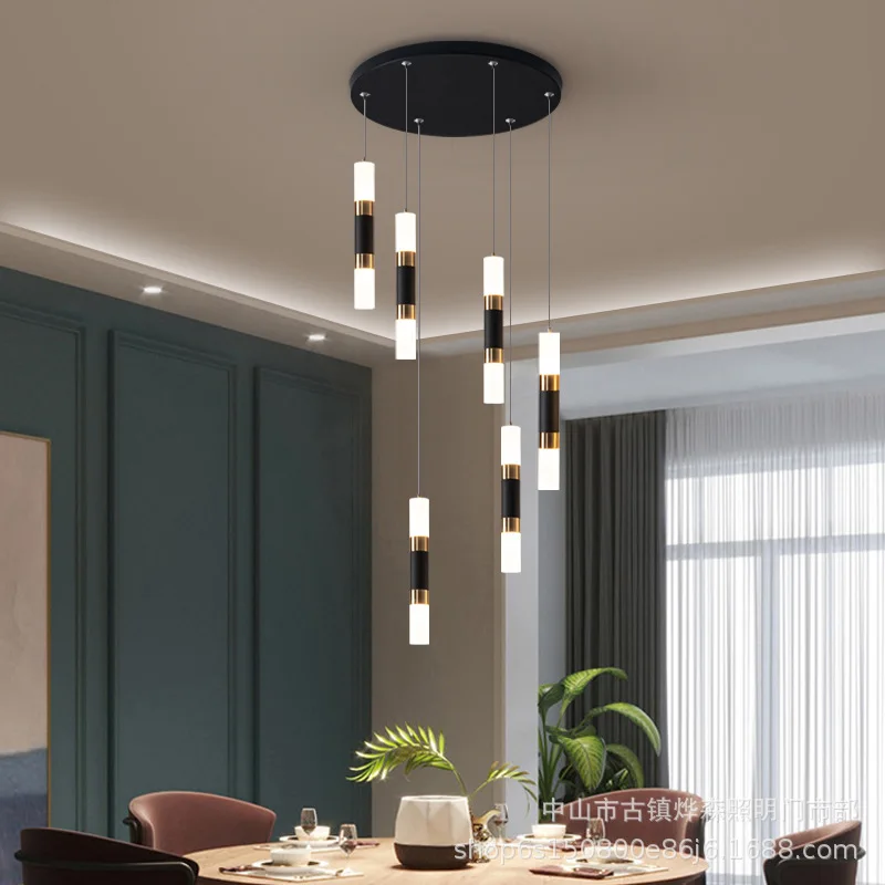 

Modern LED Pendant lights Barrel Duplex Villa Staircase Chandelier Kitchen Dining Living Room Lamp Minimalist Luster Chandeliers