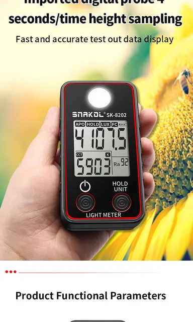 Misuratore Di Luce E Temperatura Colore - Luxmetro 0.5-300000LUX, Con CCT E CRIndex - Foto 9