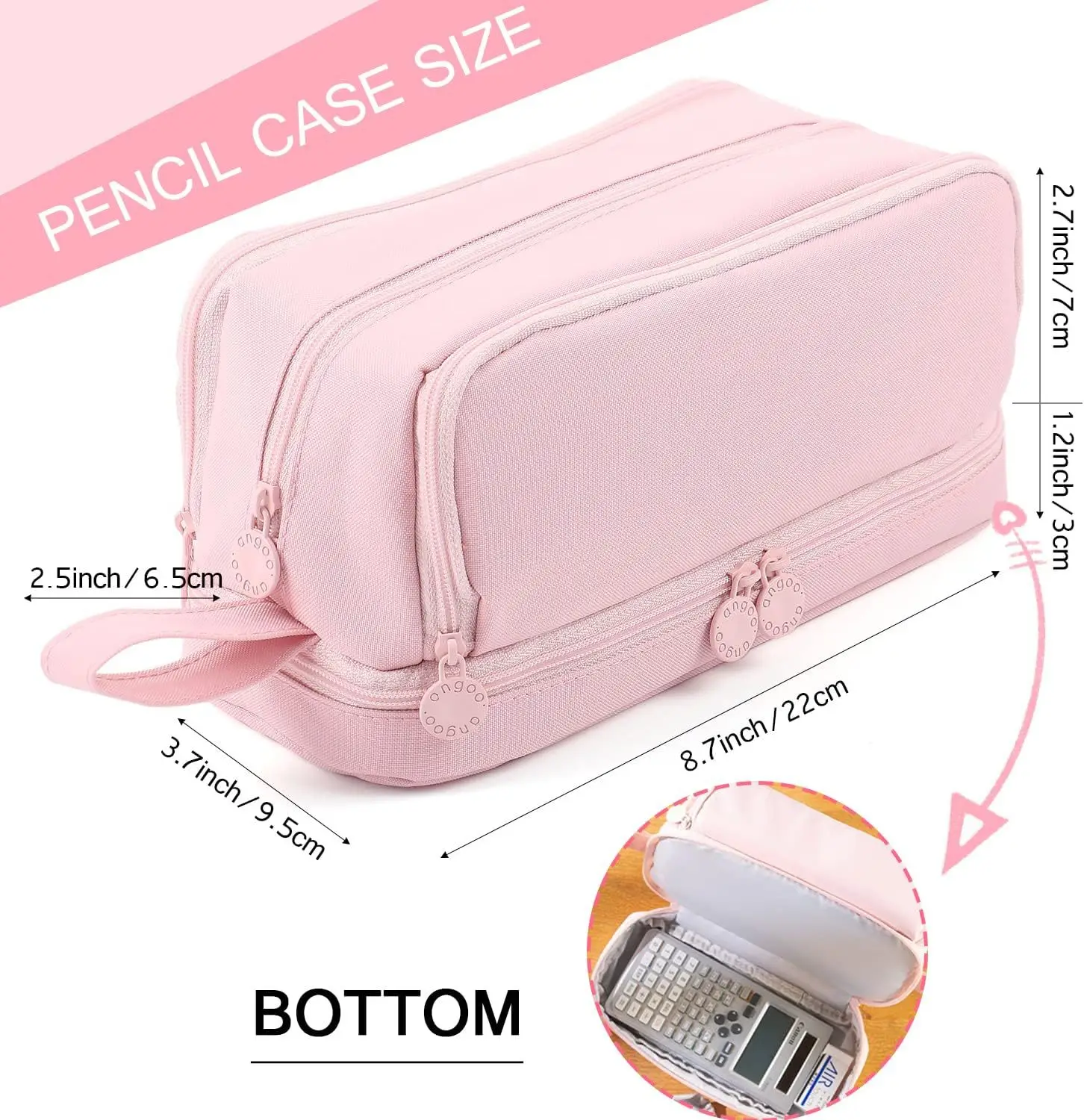 Black Pencil Bag High Capacity Pen Case Solid Color Ruler Canvas Pouch School Supplies Gift Holder Storage 2 Layers Organizer IN pencil cases pen storage bag pencil holder