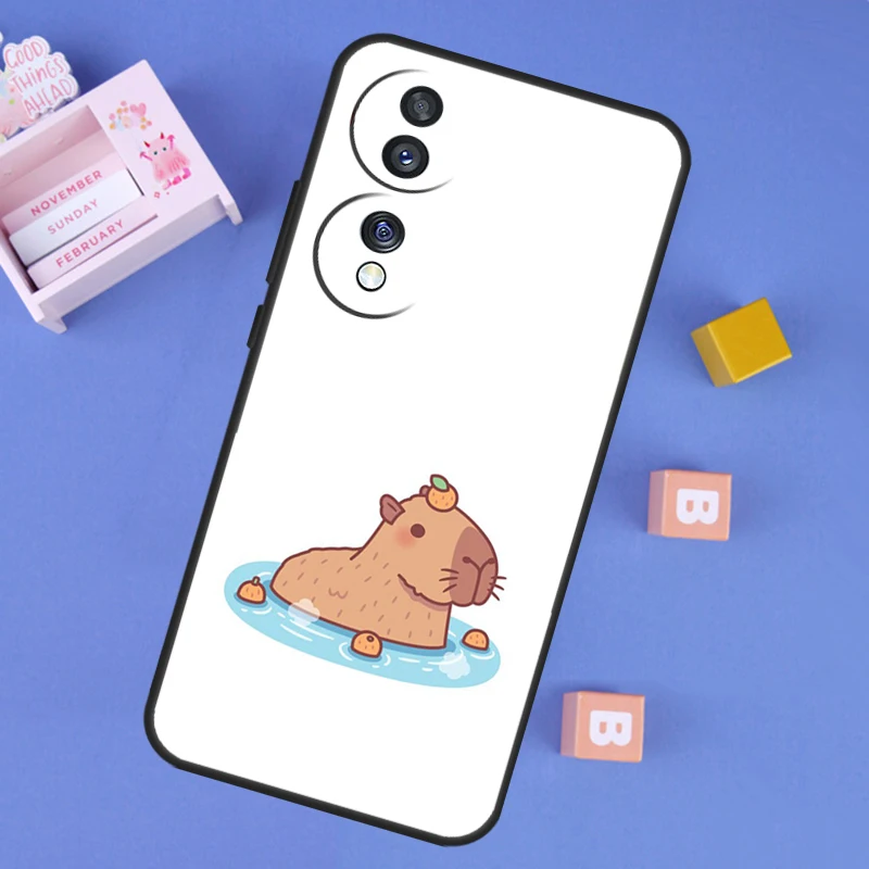 Luxurious Capybara Spa Protective Case for Various Honor Smartphones