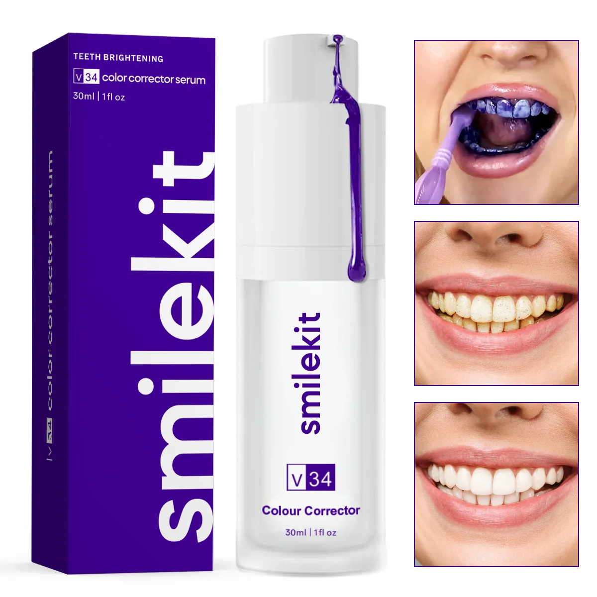 

SmileKit Teeth Whitening Toothpaste Corrector Serum Toothpaste Teeth Mousse Reduce Yellowing Oral Refreshing 30ml