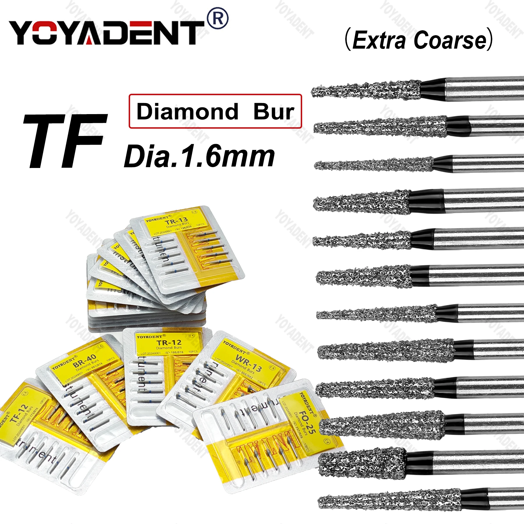 TF Type Dental Bur Diamond Burs Dentistry Drills Dia.1.6mm For High Speed Turbines Dentist Grinding Tool 10pcs/Pack dental drills