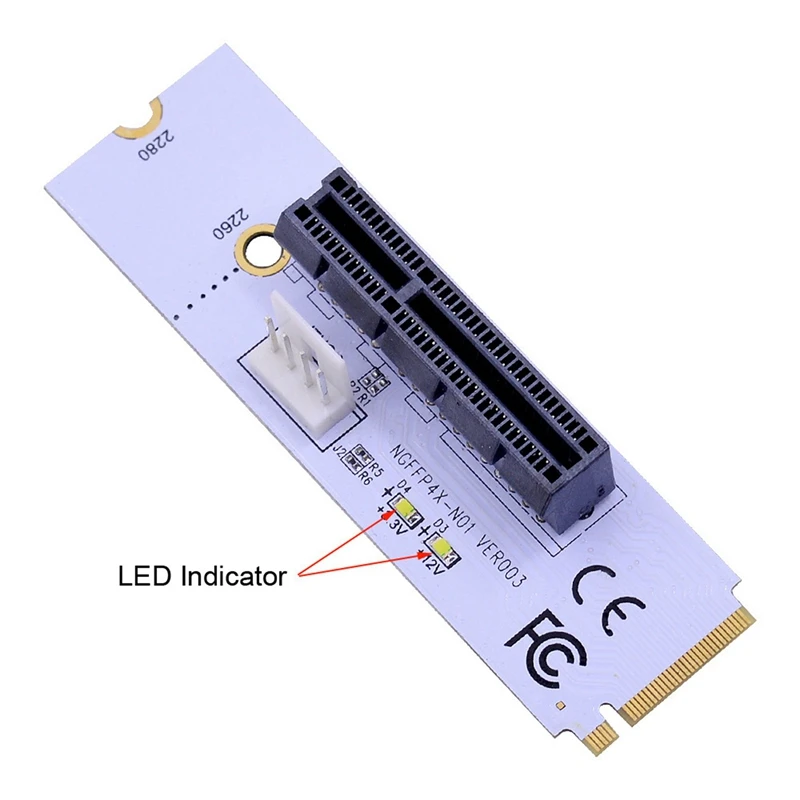 6X NGFF M.2 a pci-e 4X Riser Card M2 Key M a Pcie X4 Adapter con indicatore di tensione a LED per ETH Bitcoin Miner Mining