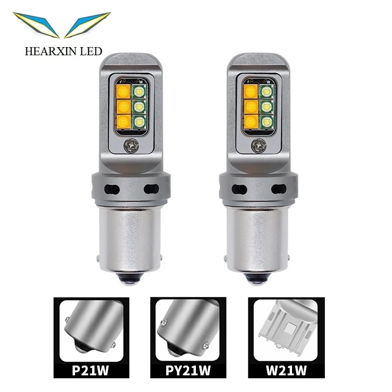 Free Error LED Canbus Light 1156 P21W BA15S PY21W BAU15S 3156 7440 W21W T20  Car DRL Turn Signal Dual Mode 2 in 1 Switchback