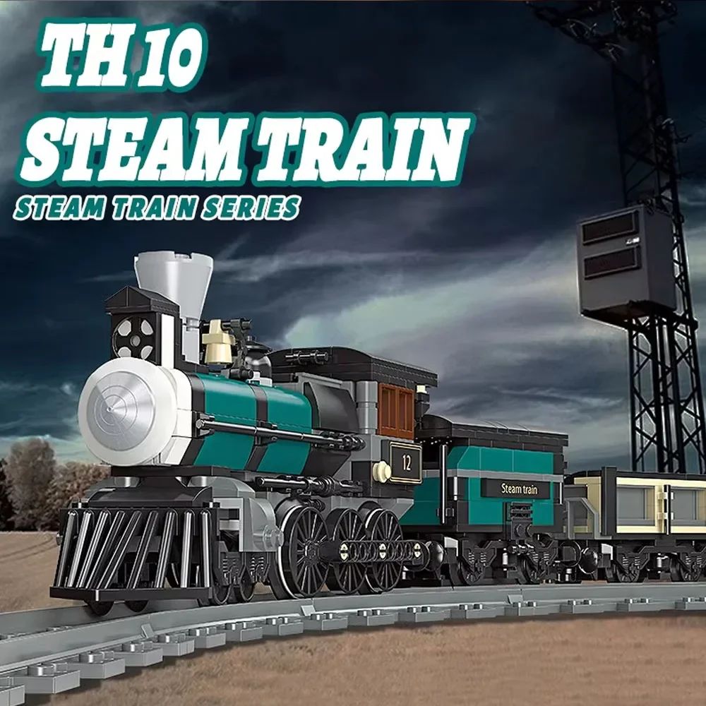 TH 10 Steam Train Model Building Blocks Bricks Technical Railroad Desktop Decoration Assembly 59001 High-Tech Kids Toys For Gift 1