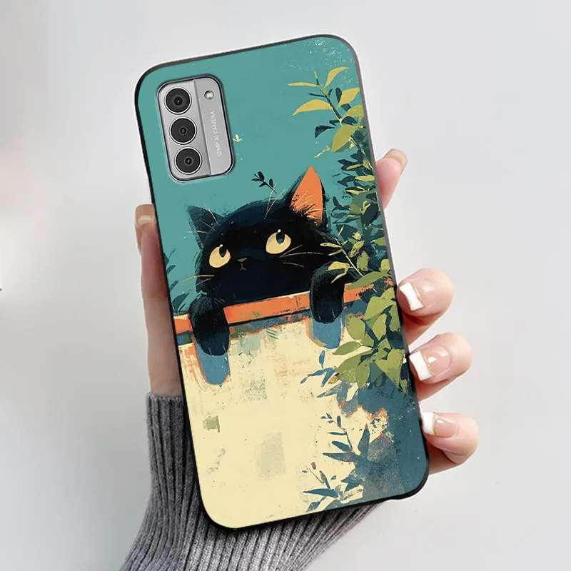 Silicone Soft Black Aesthetic Cute Cat Astronaut Phone Case Bumper Shell