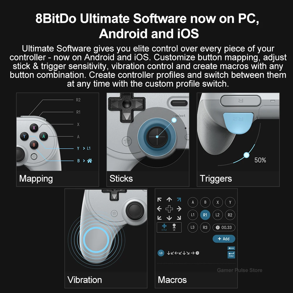 8Bitdo Pro 2   е, Ȧ Ʈ ̽ƽ ׷̵  Ʈѷ, ٵ ġ PC  10 11 iOS