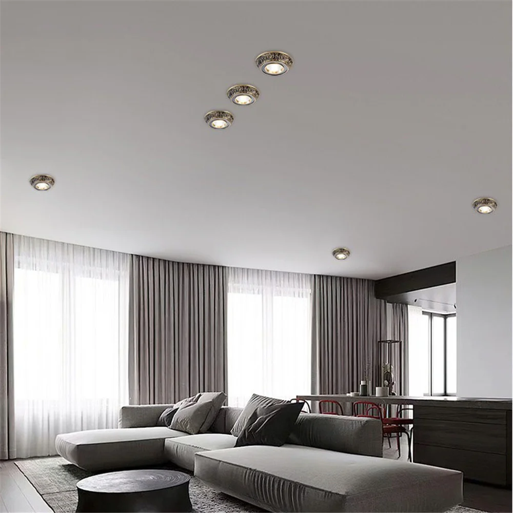 임베디드 구리 레트로 Led 통 구멍 7.5Cm 5W 12W 220V 거실 로프트 장식 집 Recessed 자리 램프 아트 천장 비품