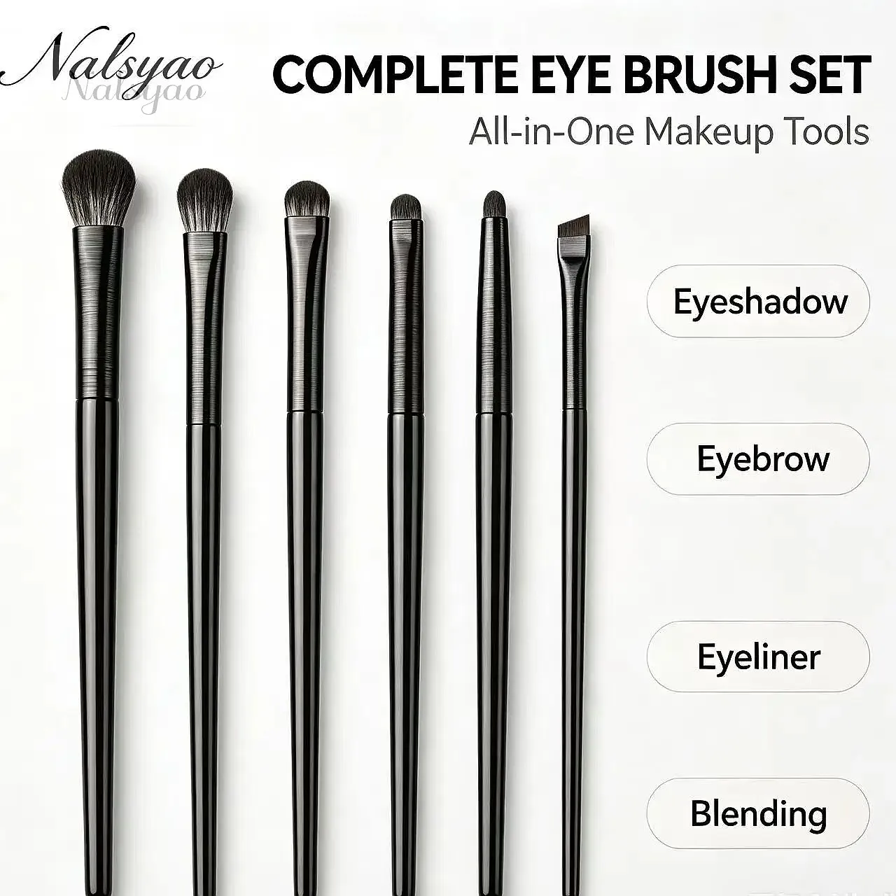 Set di Pennelli per il Trucco degli Occhi – Strumenti per Ombretto Naturale, Sopracciglia, Contouring, Eyeliner e Dettagli
