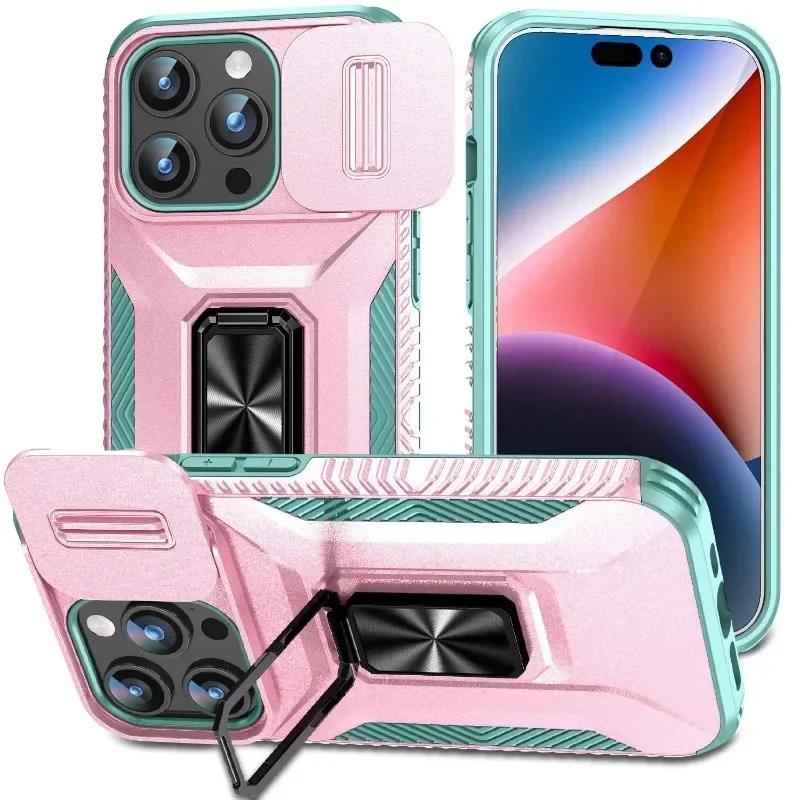 Military Grade Magnetic Shockproof Armor Phone Case with Slide Camera Cover