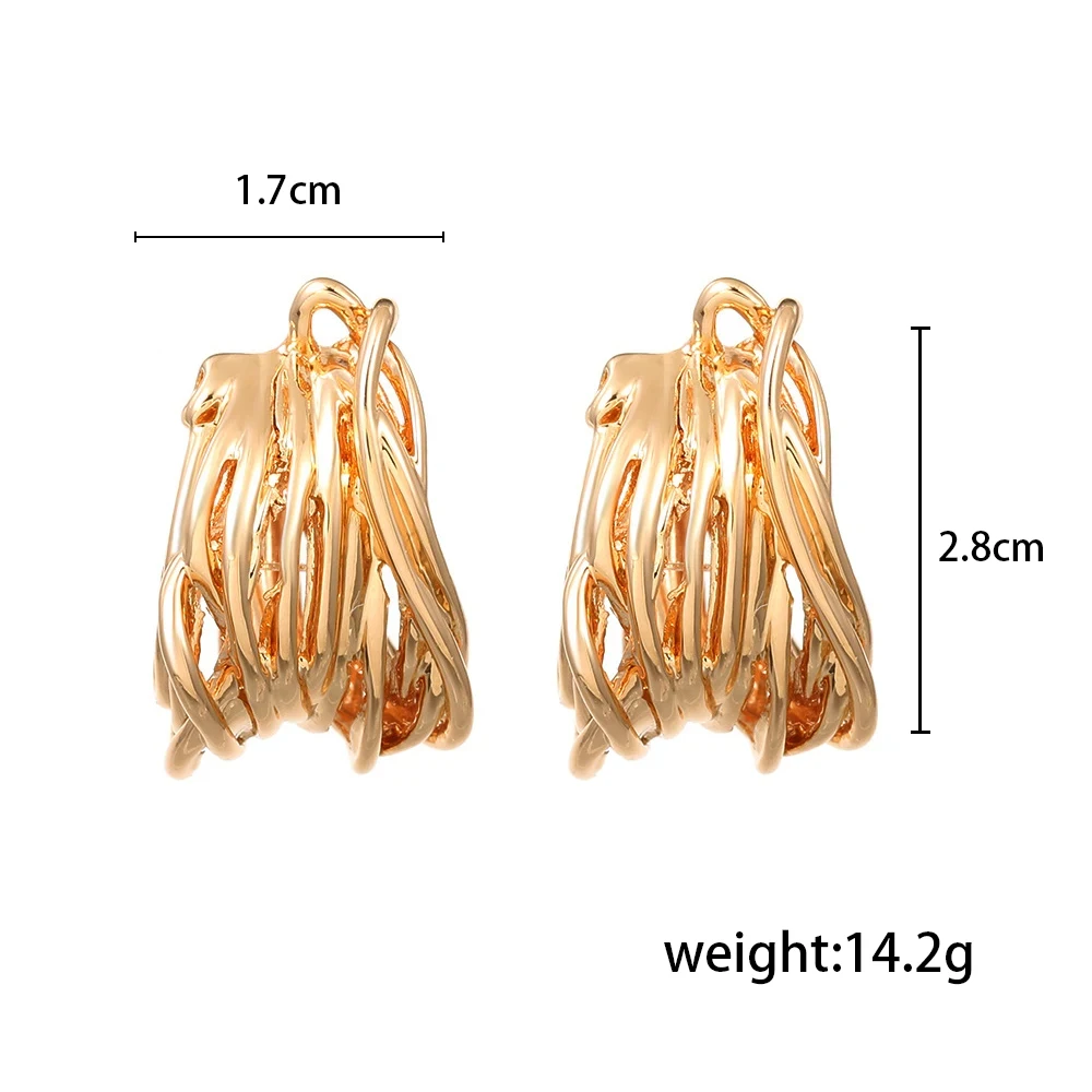 Vintage Multilayer Hollow Gold Plated Metal C Shape Dangle Earrings Women Stainless Steel Ear Stud Huggie Hoops Designer Jewelry