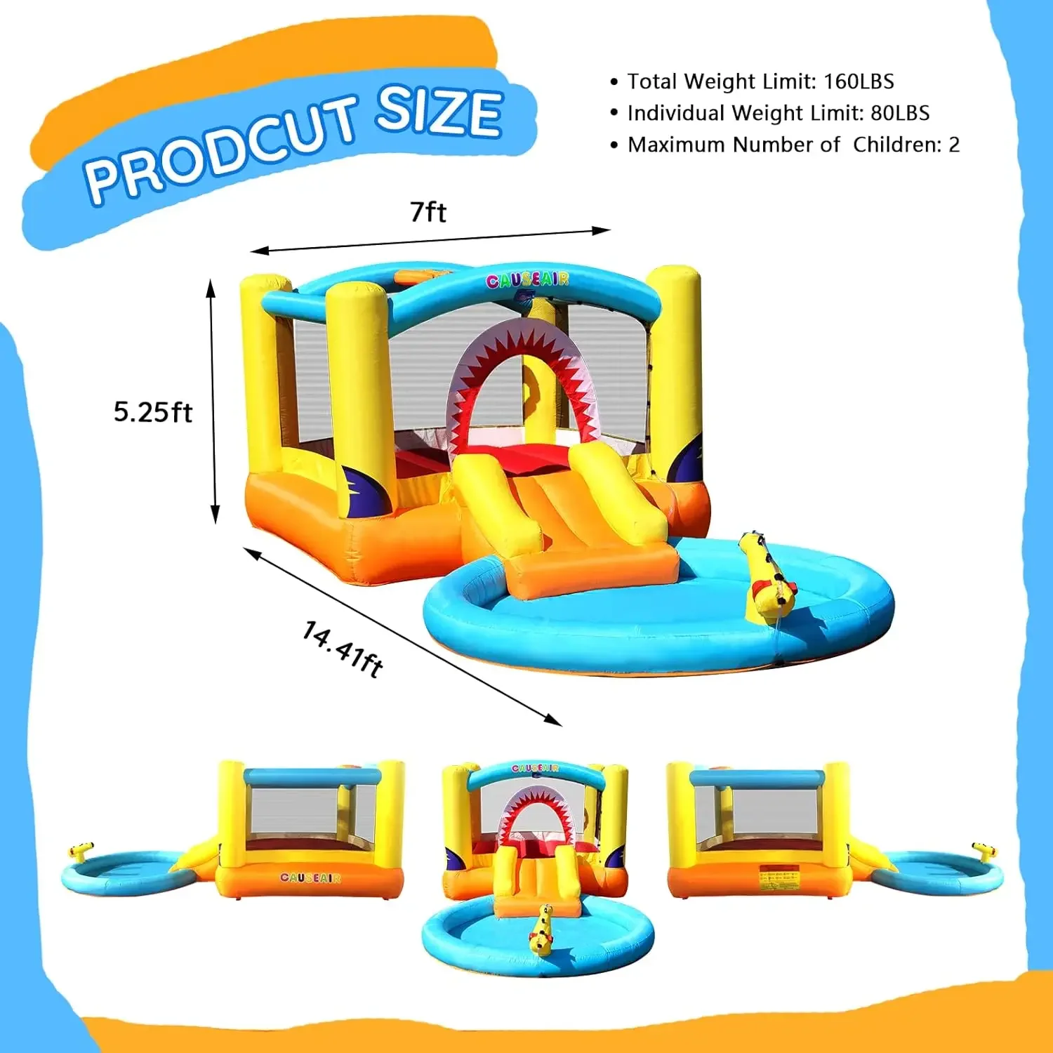 Bounce House with Ball Pit & Water Slide,Wet & Dry Use,Water Spray Gun,Basketball Hoop,Bouncy House for Toddler Kids