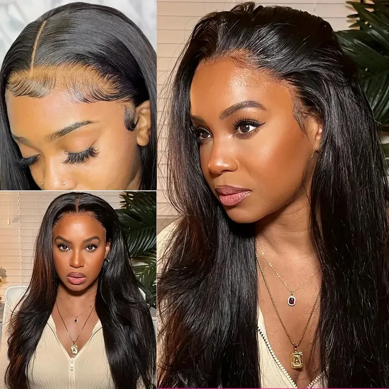 Pelucas de cabello humano con encaje Frontal 13x6 HD transparente recto de densidad 250 peluca Frontal de encaje brasileño 13x4 prearrancada para mujeres