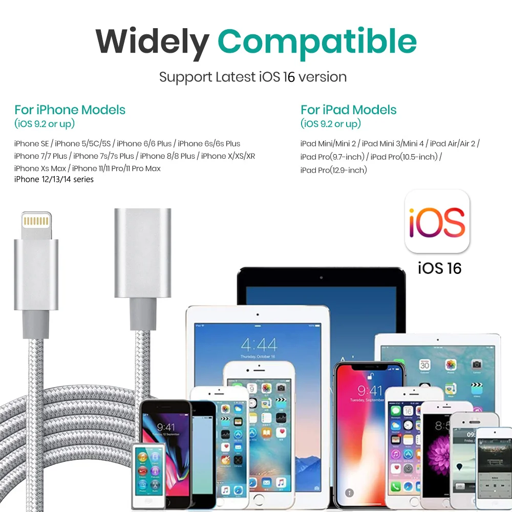 Lightning Male Lightning Female Extension Cable Lightning Data