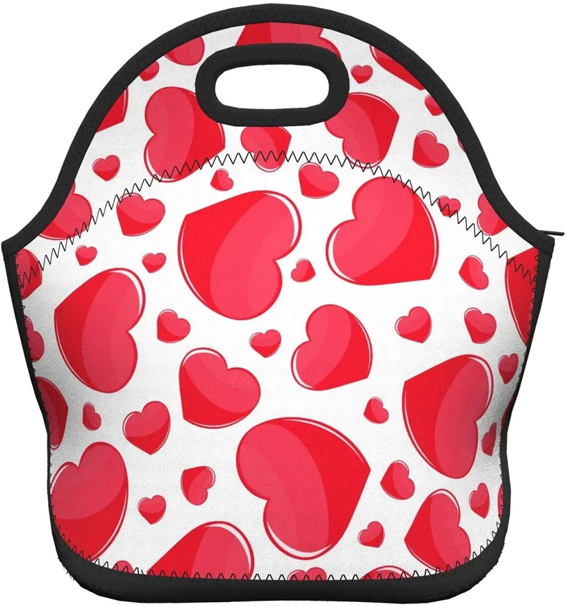 

Kawaii Red Hearts Neoprene Lunch Bag Boxs,Durable Thermal Tote Bag Organizer Cooler Bento Bags Lunchbox Handbag