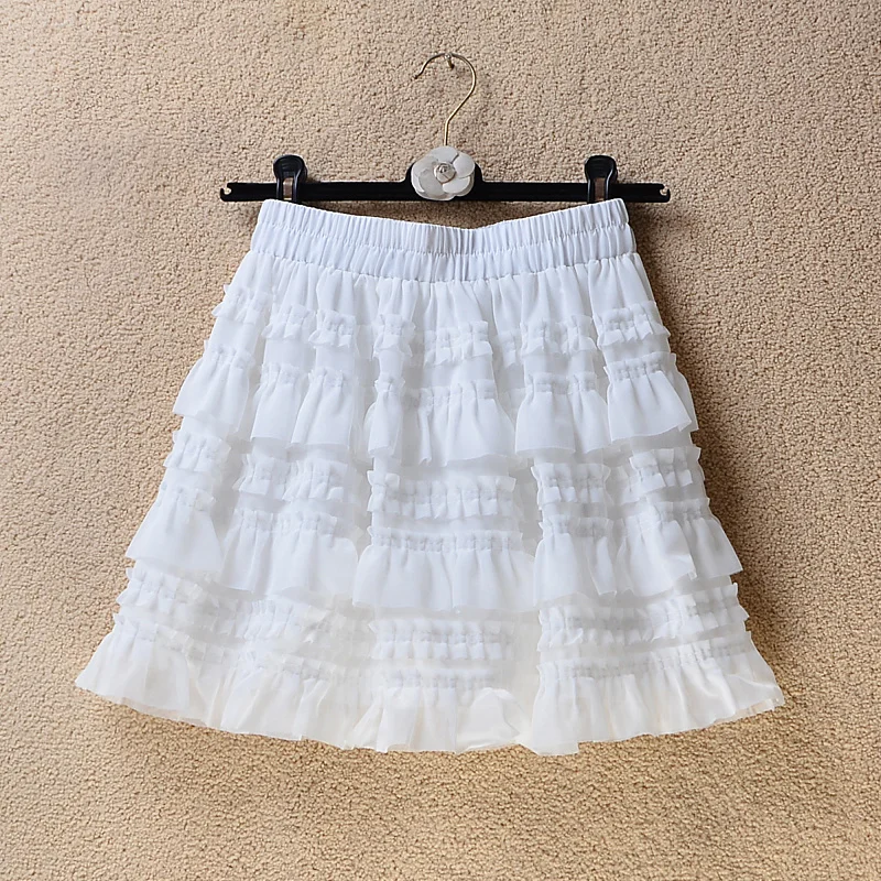 

Women's Skirt High Waist Layered Cake Mini Skirts Summer A-line Patch Work Harajuku Cute Kawaii Falda Woman Clothing