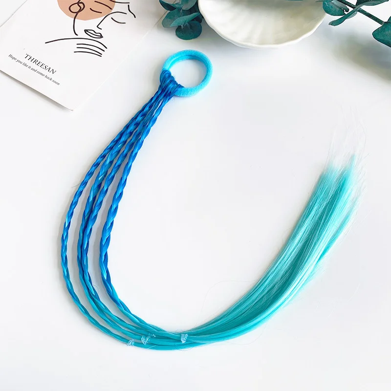 Neue Mädchen bunte Perücken Pferdes chwanz Kinder Haarschmuck Stirnband Haarschmuck Stirnbänder Gummibänder Schönheit Haar bänder Kopf bedeckung – Detail 25
