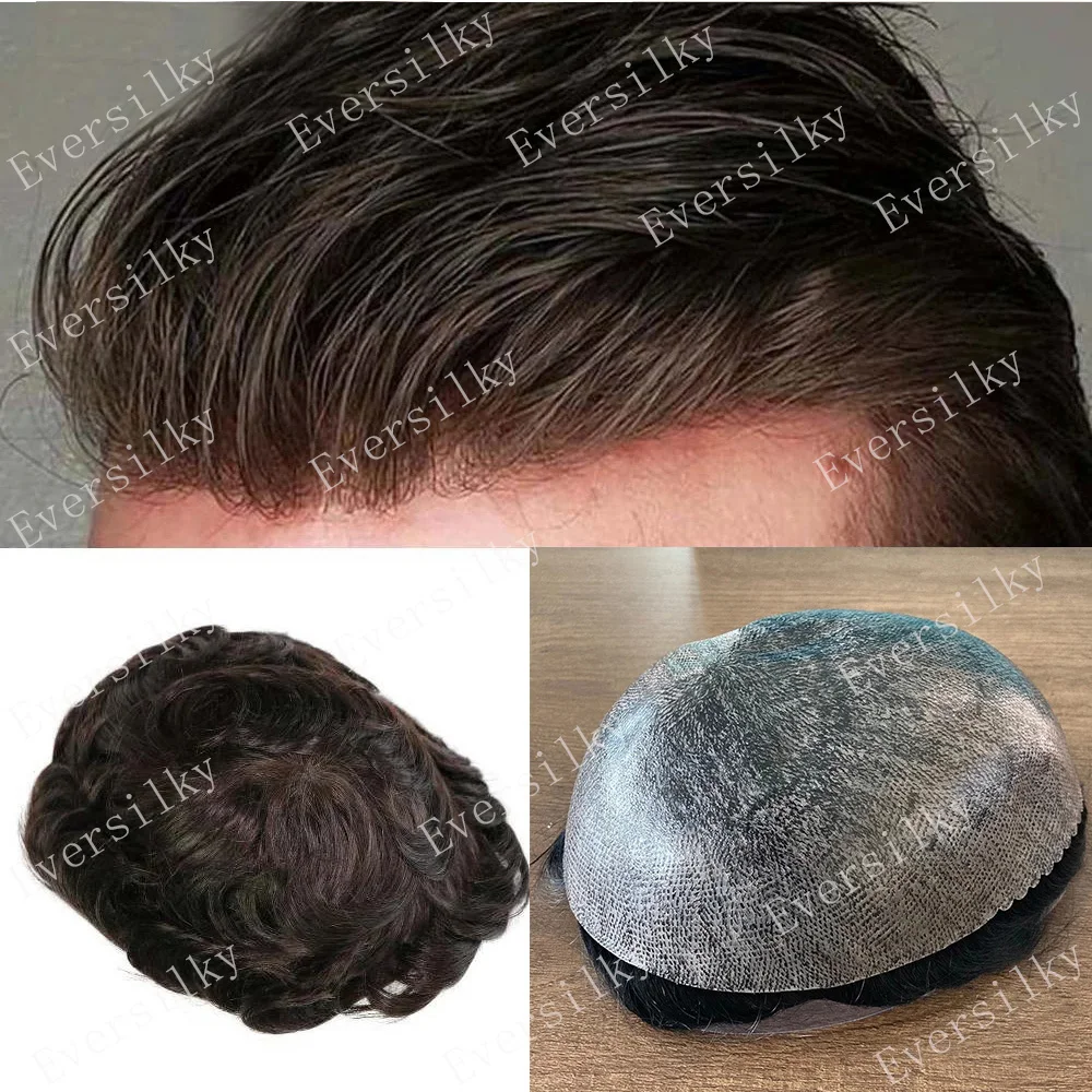 Human Hair Toupee Natural Hairline Mens Microskin Toupee Human Hair Wig Super Durable Thin Skin Full PU Capillary Prosthes