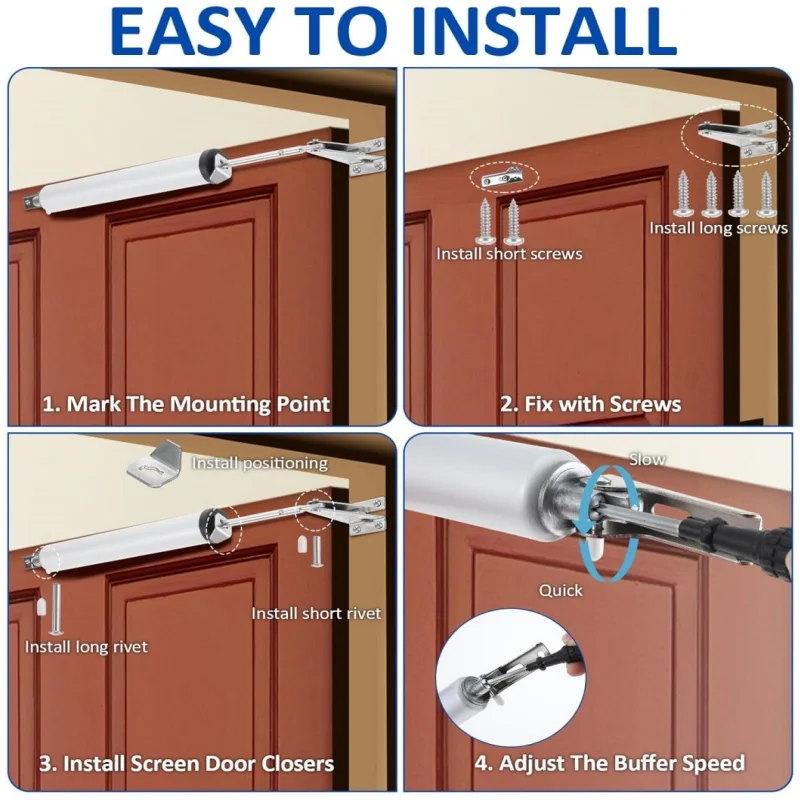 2 Set Heavy Duty Pneumatic Closer Soft Closing Automatic Door Closer Adjustable Speed Positioning Door Stop Door Holder Hardware door stopper door closer