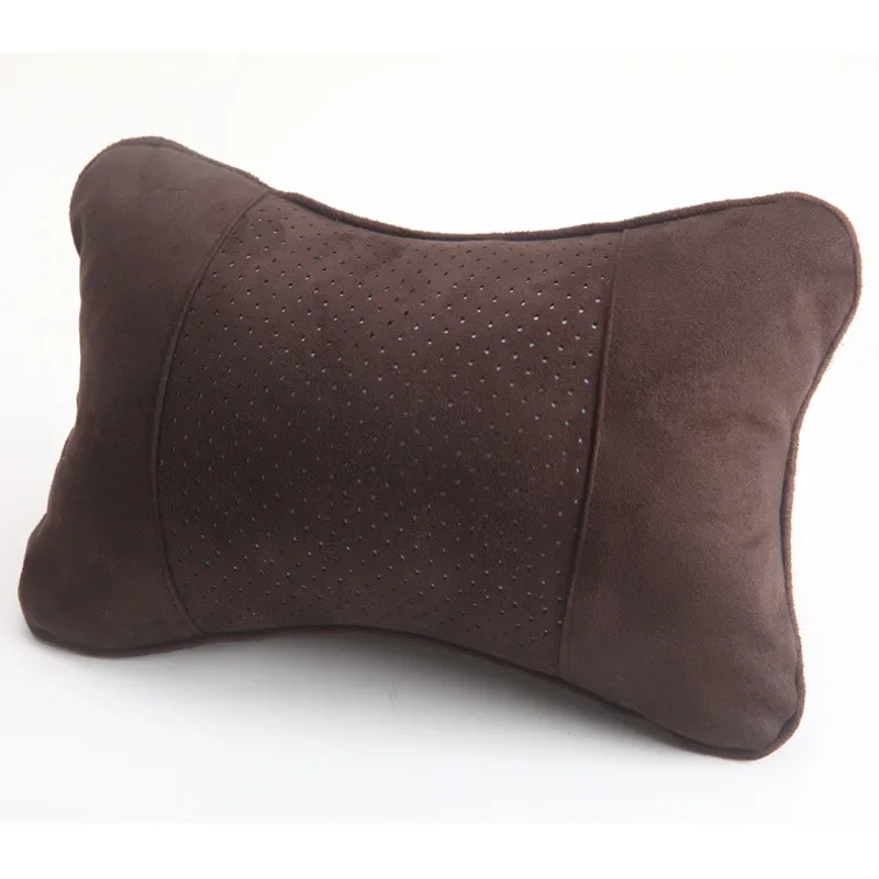 thumbnail image 1 of Almohada de cuero para el cuello para el respaldo del asiento del automóvil, cojín cómodo para las cuatro estaciones, almohadilla para la cintura con orificios para perforar el cuello, almohada protec, 1 of 5