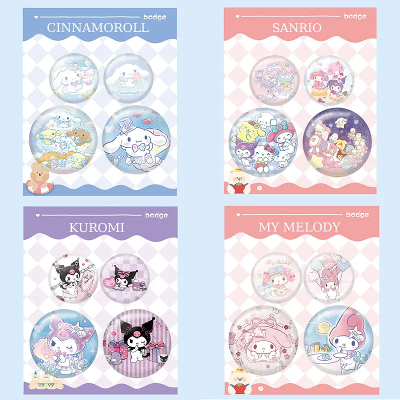 

4PCS New Kawaii Sanrioed Cartoon Badge Kuromi Cinnamoroll Melody Anime Brooch Pin Clothes Decoration Bag Accessories Girls Gift