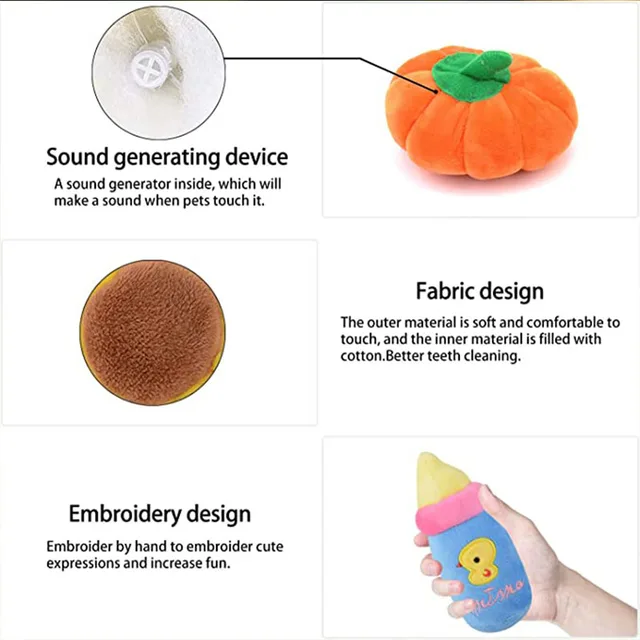 1PC Puppy Dog Plush Squeaky Toys for Small Medium Dogs Bone Aggressive Chewers for Pet Cat Products Puppy Accessories 5