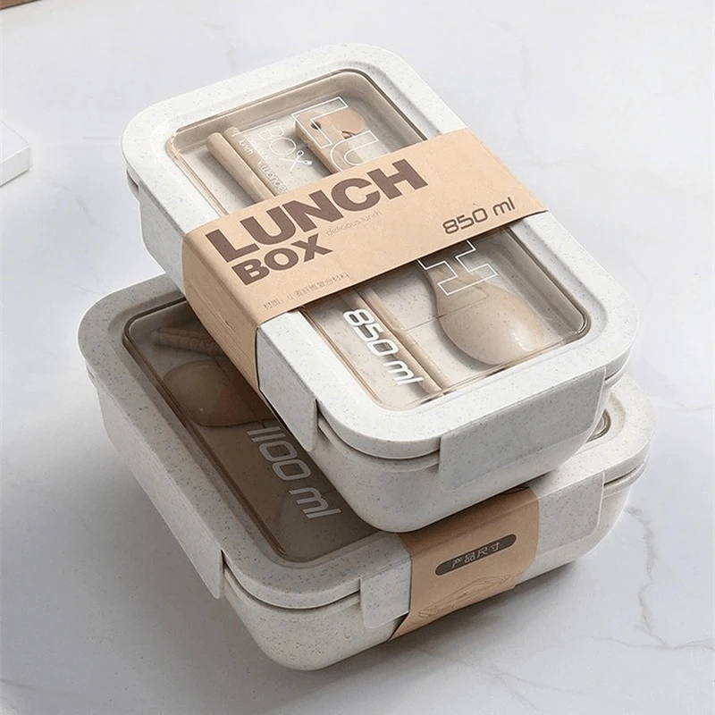 Eco-Friendly BPA Free Wheat Straw Portable Bento Box - Microwave Safe Lunch Container